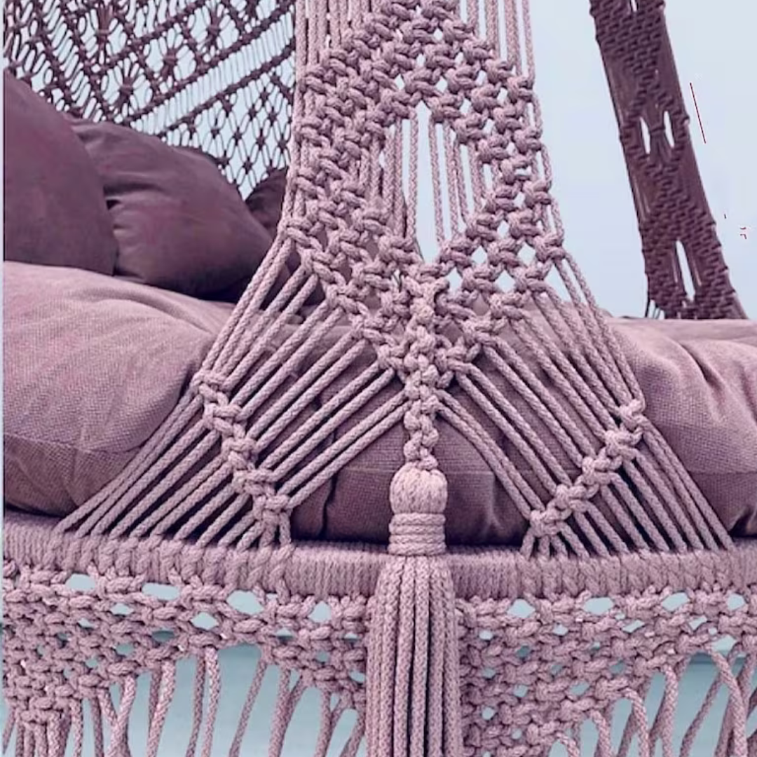 Purple Macrame Swing Hammock Chair For Adults - Leechoo